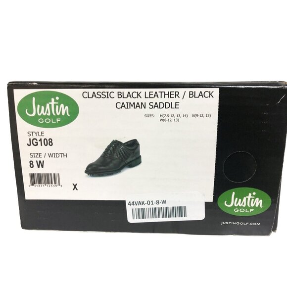 NEW $550 Justin Boots Golf Shoes!  8.5 W  Black  Handcrafted Alligator & Leather main image 2
